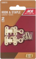 (image for) Satin Gold Brass Small Decorative Hook and Staple 2 pk