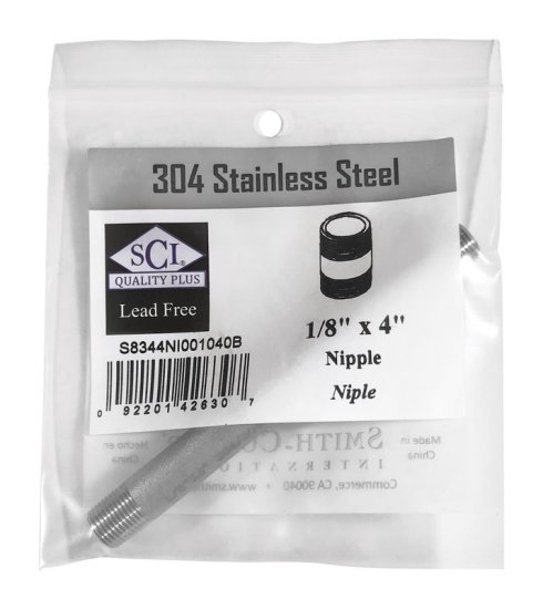 (image for) 1/8 in. MPT x 4 in. L Stainless Steel Nipple