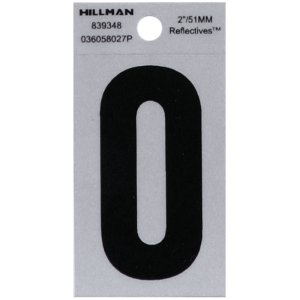 (image for) Hillman 2 in. Reflective Black Vinyl  Self-Adhesive Letter O 1 