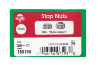 (image for) 5/8 in. Zinc-Plated Steel USS Nylon Lock Nut 25 pk
