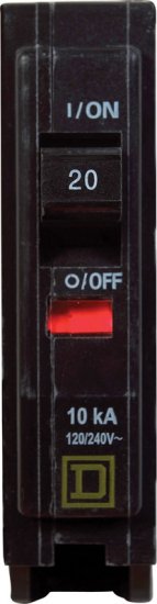 (image for) QO 20 amps Plug In Single Pole Circuit Breaker