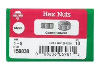 (image for) 1 in. Zinc-Plated Steel USS Hex Nut 10 pk