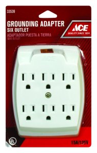 (image for) Grounded 6 outlets Adapter 1 pk