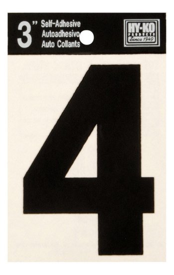 (image for) 3 in. Black Vinyl Self-Adhesive Number 4 1 pc.