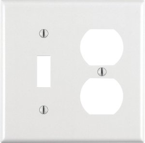 (image for) White 2 gang Thermoset Plastic Duplex/Toggle Wall Plate