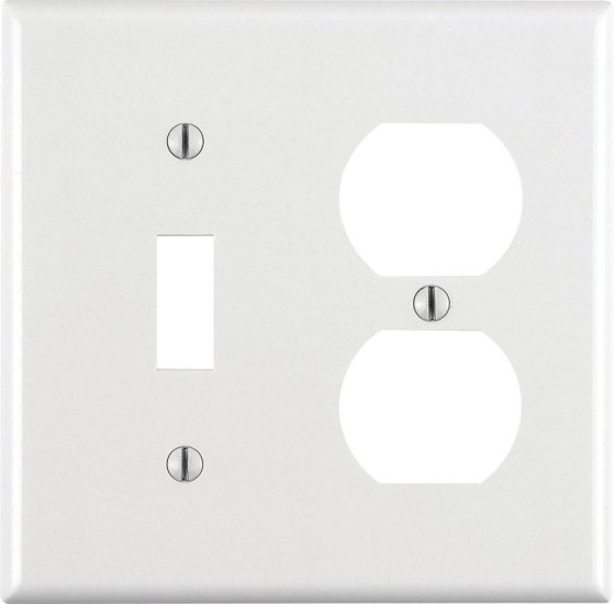 (image for) White 2 gang Thermoset Plastic Duplex/Toggle Wall Plate