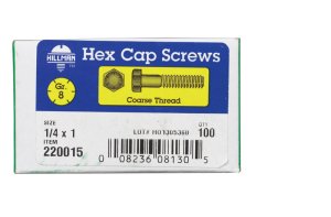 (image for) 1/4 in. Dia. x 1 in. L Heat Treated Steel Hex Head Cap S