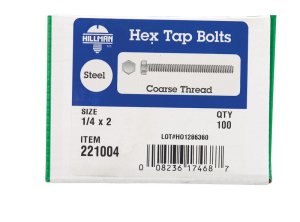 (image for) 1/4 in. Dia. x 2 in. L Zinc Plated Steel Hex Tap Bolt 10