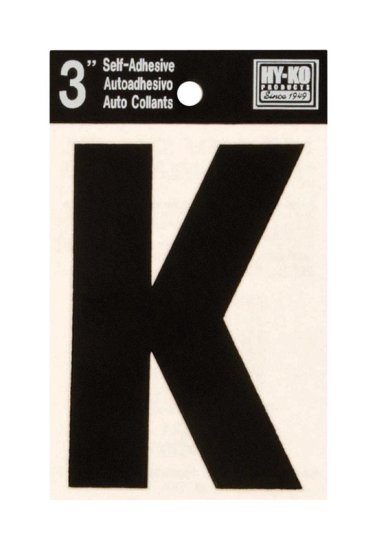 (image for) 3 in. Black Vinyl Self-Adhesive Letter K 1 pc.