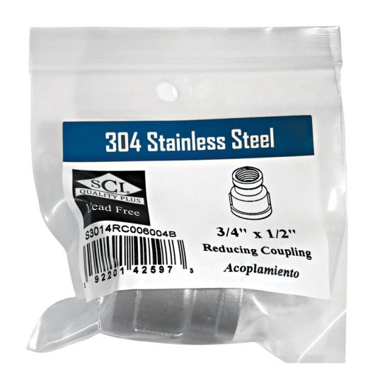 (image for) 3/4 in. FPT x 1/2 in. Dia. FPT Stainless Steel Redu