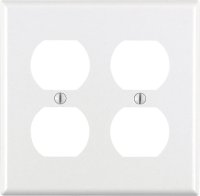 (image for) White 2 gang Thermoset Plastic Duplex Outlet Wall Plate