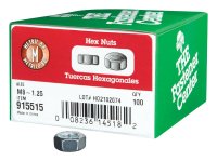 (image for) M8-1.25 mm Zinc-Plated Steel Metric Hex Nut 100 pk