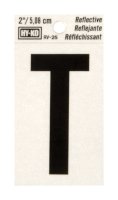 (image for) 2 in. Reflective Black Vinyl Self-Adhesive Letter T 1 pc.
