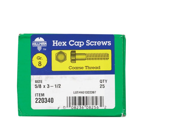 (image for) 5/8 in. Dia. x 3-1/2 in. L Heat Treated Steel Hex Head C