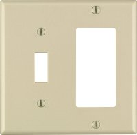 (image for) Ivory 2 gang Thermoset Plastic GFCI/Rocker/Toggle