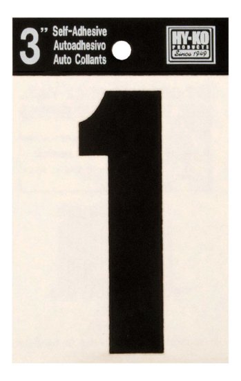 (image for) 3 in. Black Vinyl Self-Adhesive Number 1 1 pc.