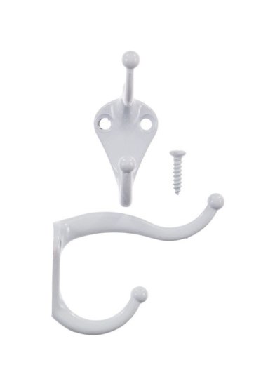 (image for) 3 in. L White White Metal Small Coat and Hat Hook 2 pk
