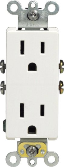 (image for) 15 amps Decora 125 volt Duplex White Outlet 5-15R 1 pk