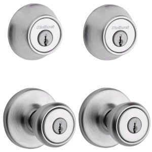 (image for) Satin Chrome Deadbolt and Entry Door Knob 1-3/4 in.