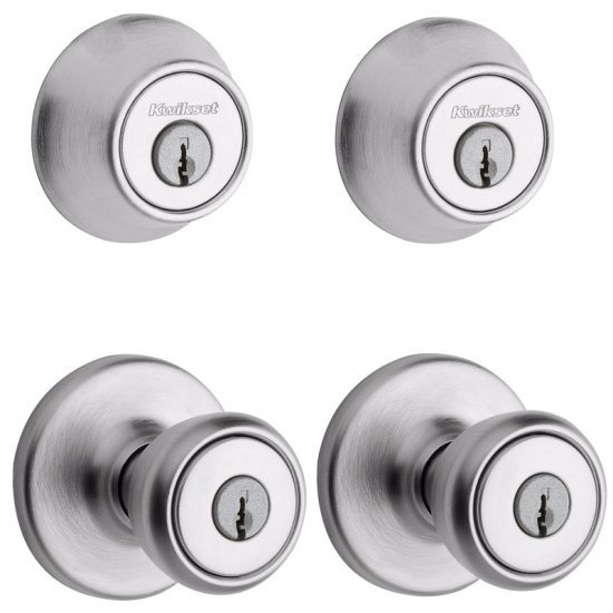 (image for) Satin Chrome Deadbolt and Entry Door Knob 1-3/4 in.