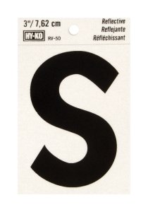 (image for) 3 in. Reflective Black Vinyl Self-Adhesive Letter S 1 pc.
