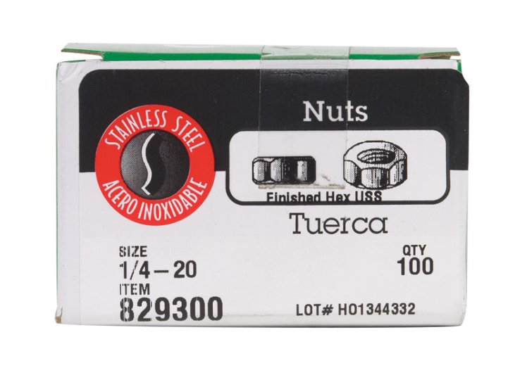 (image for) 1/4 in. Stainless Steel USS Hex Nut 100 pk