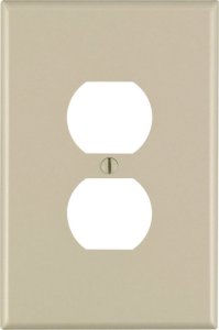 (image for) Ivory 1 gang Thermoset Plastic Receptacle Wall Plate Jumbo