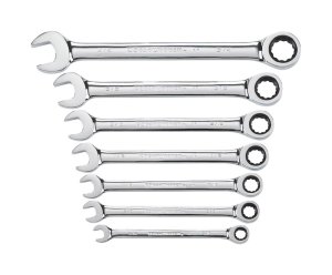 (image for) GearWrench 12 Point SAE Ratcheting Combination Wrench Set 7 pc