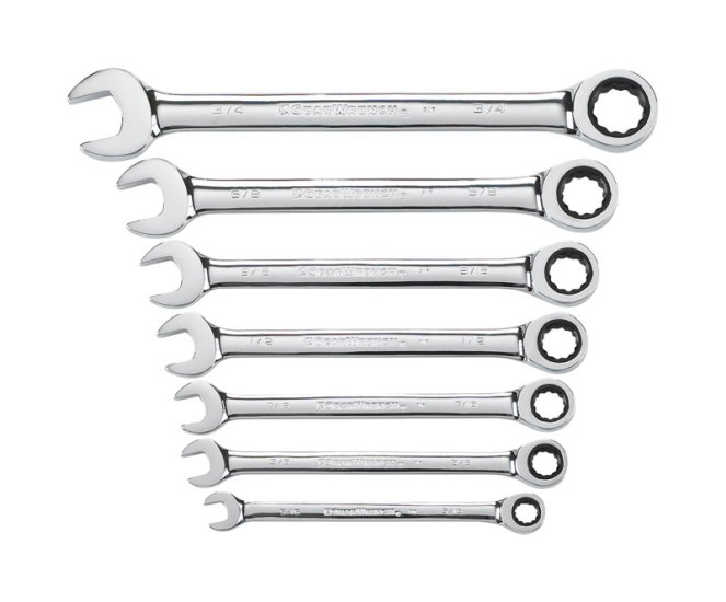 (image for) GearWrench 12 Point SAE Ratcheting Combination Wrench Set 7 pc