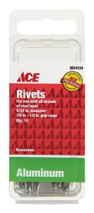 (image for) 5/32 in. Dia. x 1/2 in. Aluminum Rivets Silver 15 pk