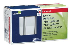 (image for) Decora 15 amps Single Pole Rocker AC Quiet Switch White