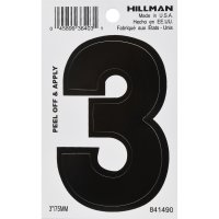 (image for) Hillman 3 in. Black Vinyl Self-Adhesive Number 3 1 pc