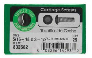 (image for) 5/16 in. Dia. x 3-1/2 in. L Stainless Steel Carriage Bol