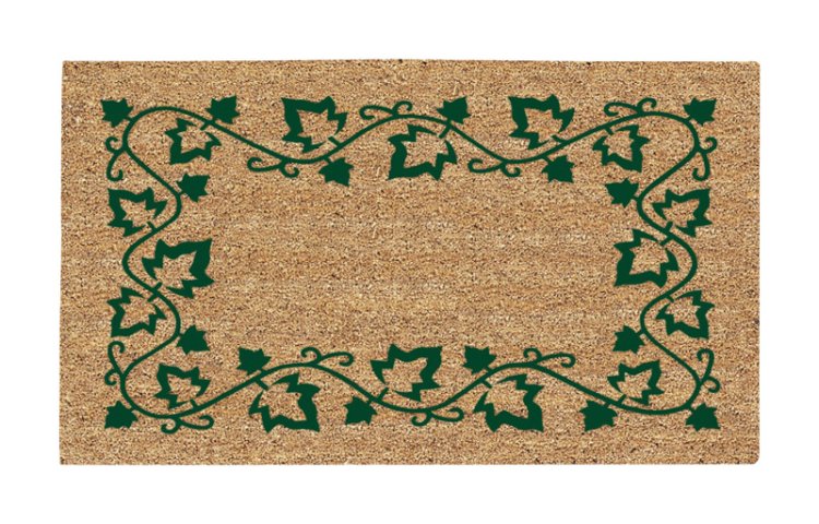 (image for) Ivy Border Tan/Green Coir Nonslip Door Mat 16 in. L x 27
