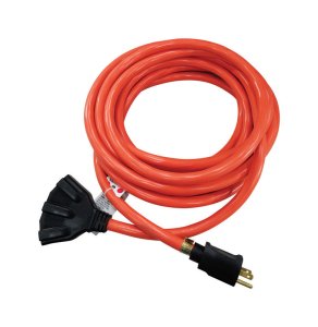 (image for) Indoor and Outdoor 25 ft. L Orange Triple Outlet Cord 12/3 S