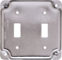 (image for) Square Steel 2 gang Box Cover For 2 Toggle Switches