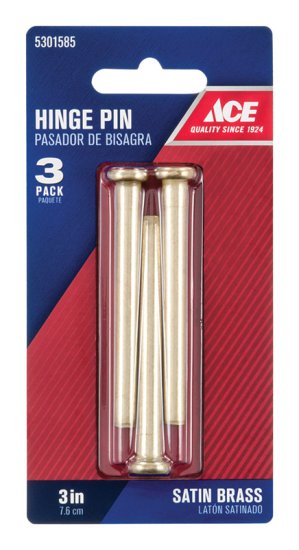 (image for) 3 in. L Satin Brass Hinge Pin 3 pk