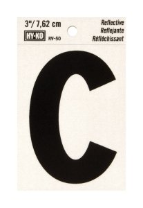 (image for) 3 in. Reflective Black Vinyl Self-Adhesive Letter C 1 pc.