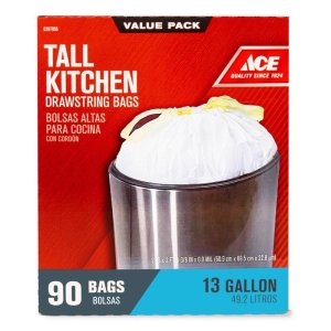 (image for) 13 gal Tall Kitchen Bags Drawstring 90 pk