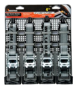(image for) 1 in. W x 12 ft. L Gray Tie Down Strap 1000 lb. 4 pk
