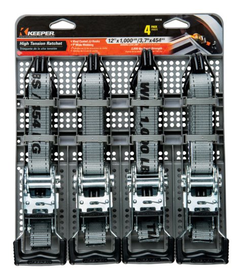 (image for) 1 in. W x 12 ft. L Gray Tie Down Strap 1000 lb. 4 pk