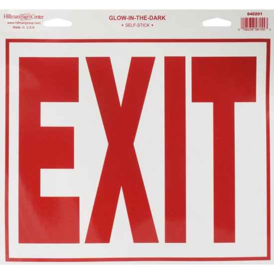 (image for) White Exit Decal 11 in. H X 12 in. W