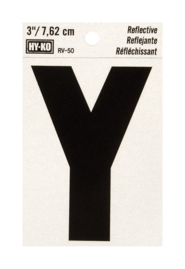 (image for) 3 in. Reflective Black Vinyl Self-Adhesive Letter Y 1 pc.