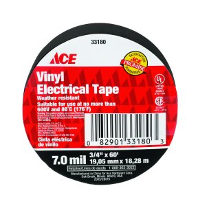 (image for) 3/4 in. W x 60 ft. L Black Vinyl Electrical Tape