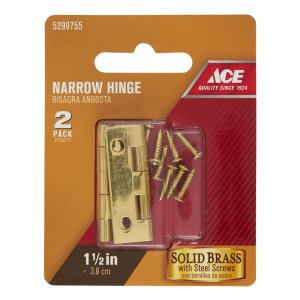 (image for) 7/8 in. W x 1-1/2 in. L Polished Brass Steel Narrow Hinge 2