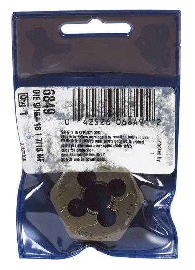 (image for) High Carbon Steel SAE Hexagon Die 9/16 in.-18NF 1 p