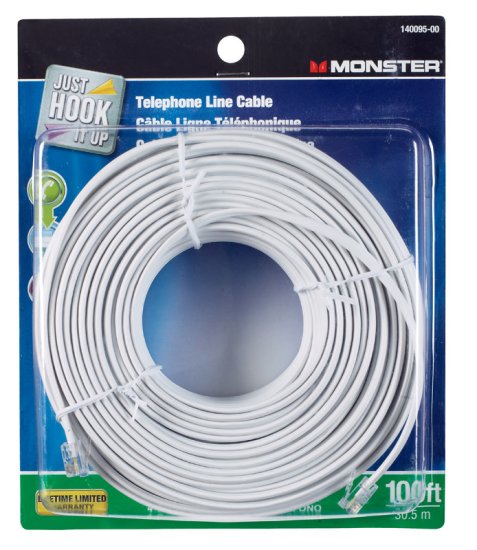 (image for) Just Hook It Up 100 ft. L White Modular Telephone