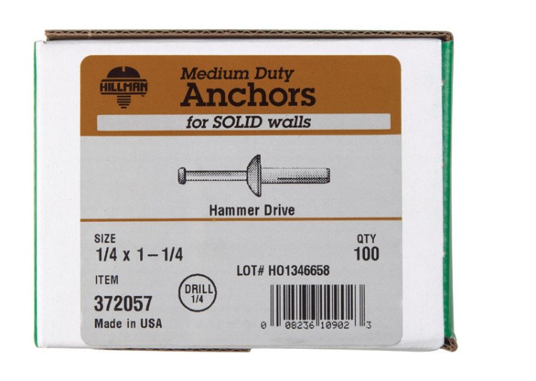 (image for) 1/4 in. Dia. x 1-1/4 in. L Steel Mushroom Head Hammer Dr