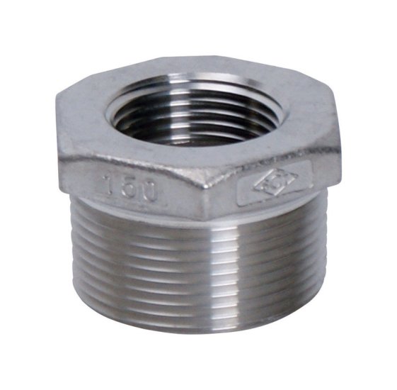 (image for) 1 in. MPT x 1/2 in. Dia. FPT Stainless Steel Hex Bu