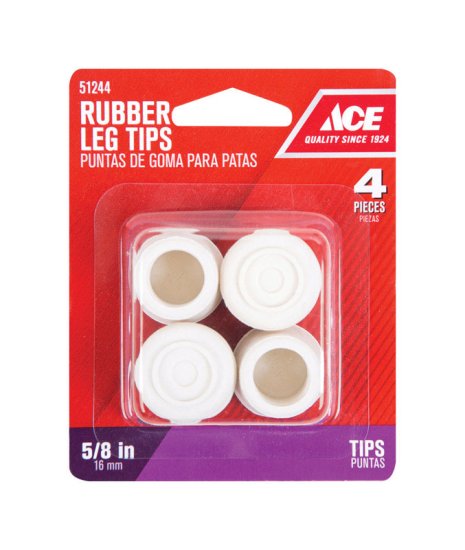 (image for) Rubber Leg Tip Off-White Round 5/8 in. W 4 pk